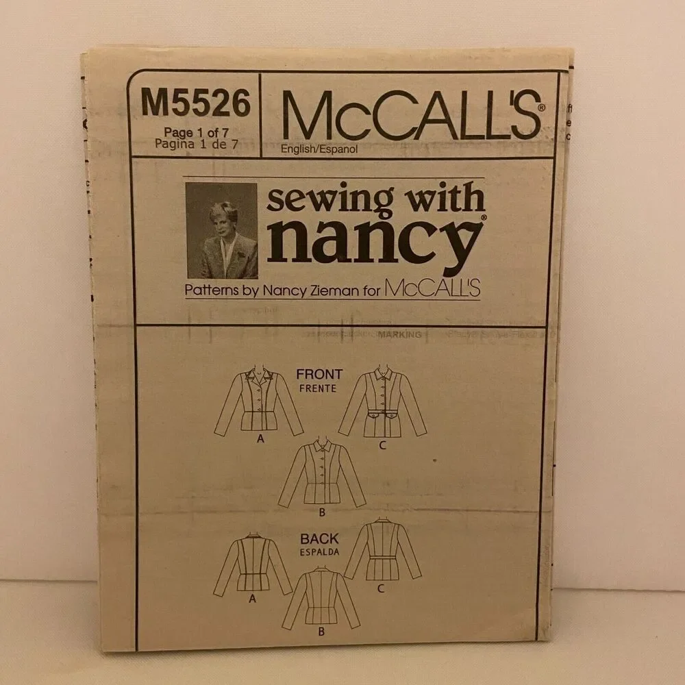 #M5526 McCalls Misses Jacket Sewing Pattern Size 8-20